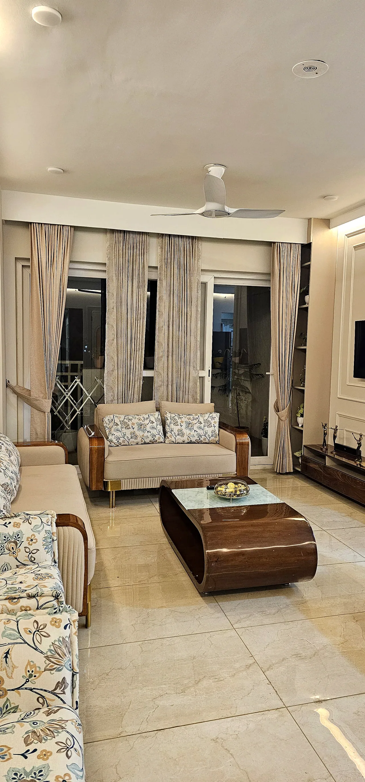A second view of the living space and its seating arrangement