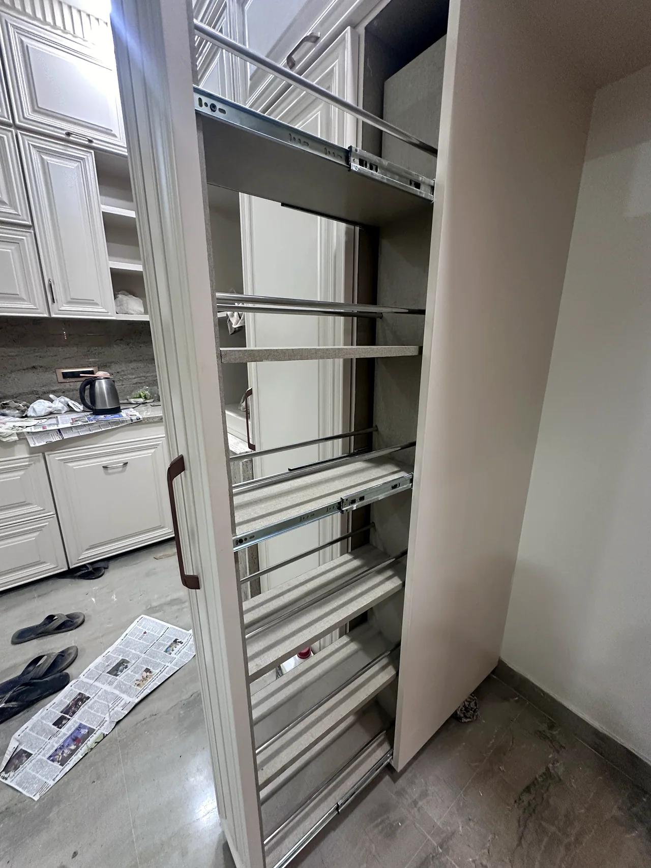 Wardrobe and dressing storage during installation